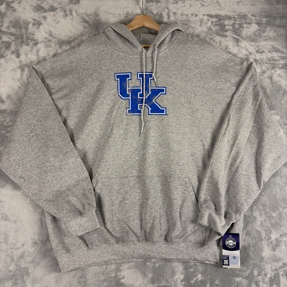 University Of Kentucky Wildcats Logo Athletic Pullover Hoodie Size 2XL Gray NWT